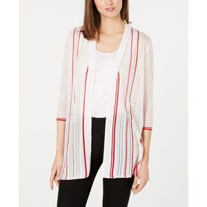 Striped Open-Front Cardigan